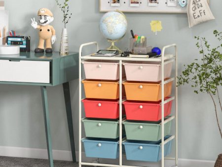 10-Drawer Rolling Storage Cart-Multicolor on Sale