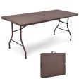 6 Feet Folding Portable Rattan Table with Carrying Handle Online