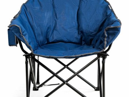 Folding Camping Moon Padded Chair with Carrying Bag-Navy Sale