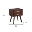 Walnut and Gold 2 Drawer Nightstand Cheap