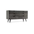 61  Gray Solid Wood Six Drawer Double Dresser Fashion