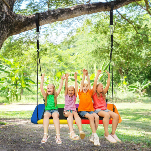 60 Inches Platform Tree Swing Outdoor with  2 Hanging Straps-Multicolor Online Hot Sale