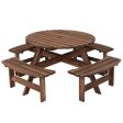 Patio 8 Seat Wood Picnic Dining Seat Bench Set For Sale