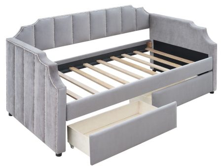 Gray Wood Upholstered Twin Bed Frame Sale