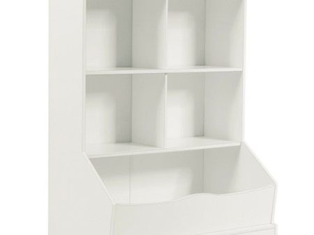 3-Tier Children s Multi-Functional Bookcase Toy Storage Bin Floor Cabinet-White For Discount