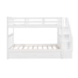 White Twin Over Twin Bunk Bed with Stairway and Drawers Discount