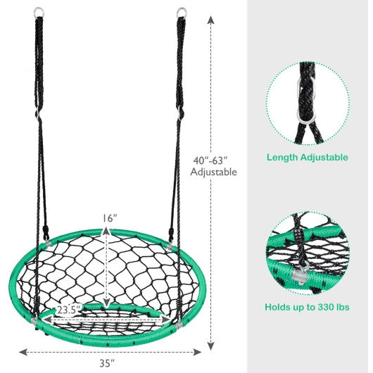 Net Hanging Swing Chair with Adjustable Hanging Ropes-Green For Cheap