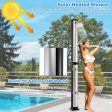 7.2 Feet Solar-Heated Outdoor Shower with Free-Rotating Shower Head-Silver Online Sale