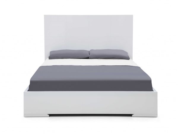 Contemporary White Queen Platform Bed Cheap