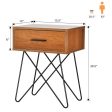 Nightstand Coffee Table Storage Display with Steel Legs and 1 Drawer Online Hot Sale