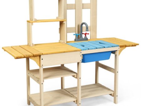 Kid s Outdoor Wooden Pretend Cook Kitchen Playset Toy Discount