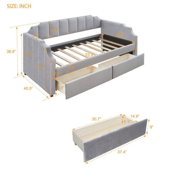 Gray Wood Upholstered Twin Bed Frame Sale