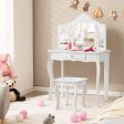 Kids Makeup Dressing Mirror Vanity Table Stool Set on Sale