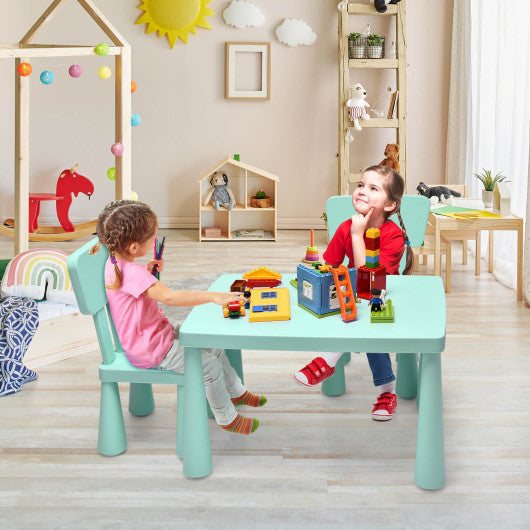 3 Pieces Toddler Multi Activity Play Dining Study Kids Table and Chair Set-Green Online Hot Sale