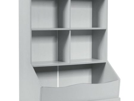 3-Tier Children s Multi-Functional Bookcase Toy Storage Bin Floor Cabinet-Gray For Cheap