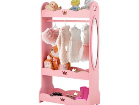 Kids Pretend Costume Closet with Mirror-Pink Online now