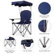 Portable Folding Beach Canopy Chair with Cup Holders-Blue For Discount