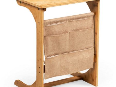 Bamboo Sofa Table End Table Bedside Table with Storage Bag Online