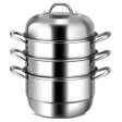 3 Tier Stainless Steel Cookware Pot Saucepot Steamer For Discount