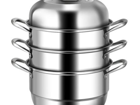 3 Tier Stainless Steel Cookware Pot Saucepot Steamer For Discount