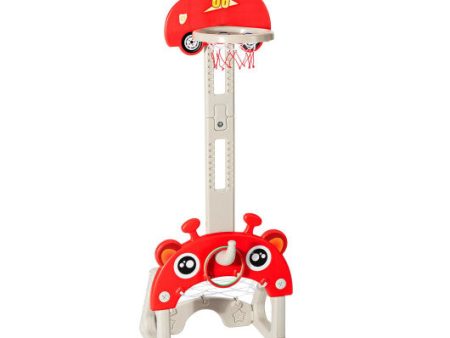 3-in-1 Basketball Hoop for Kids Adjustable Height Playset with Balls-Red Online Hot Sale