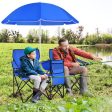 Portable Folding Picnic Double Chair with Umbrella-Blue Cheap