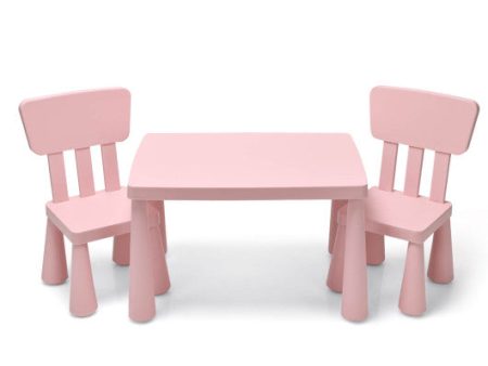 3 Pieces Toddler Multi Activity Play Dining Study Kids Table and Chair Set-Pink on Sale