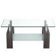 Rectangular Tempered Glass Coffee Table with Shelf-Black Cheap