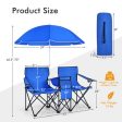 Portable Folding Picnic Double Chair with Umbrella-Blue Cheap