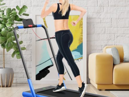 2-in-1 Folding Treadmill with Remote Control and LED Display-Blue on Sale