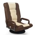 360-Degree Swivel Gaming Floor Chair with Foldable Adjustable Backrest-Brown For Cheap