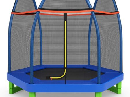 7 Feet Kids Recreational Bounce Jumper Trampoline-Blue on Sale