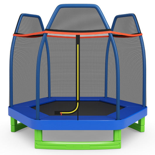 7 Feet Kids Recreational Bounce Jumper Trampoline-Blue on Sale