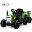 12V Ride on Tractor with 3-Gear-Shift Ground Loader for Kids 3+ Years Old-Dark Green Supply