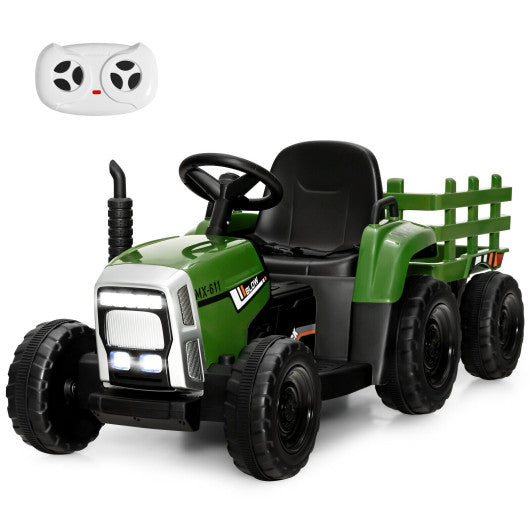 12V Ride on Tractor with 3-Gear-Shift Ground Loader for Kids 3+ Years Old-Dark Green Supply