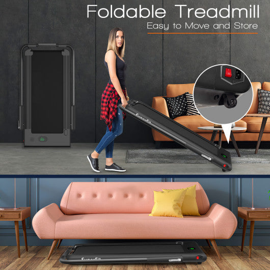 2-in-1 Folding Treadmill with Remote Control and LED Display-Black Online Hot Sale