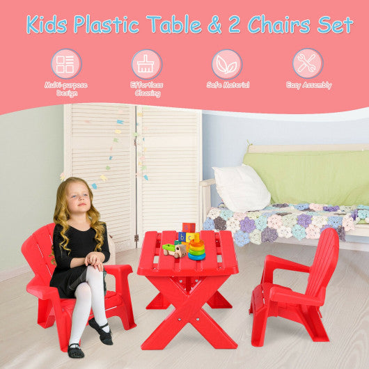 3-Piece Plastic Children Play Table Chair Set-Red For Sale