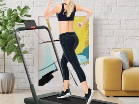 2-in-1 Folding Treadmill with Remote Control and LED Display-Green For Sale