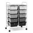 10-Drawer Rolling Storage Cart-Gray Fashion