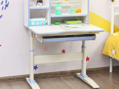 Kids Multifunctional Writing Desk with Tilt Desktop and Book Shelf-Blue Fashion