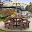 Patio 8 Seat Wood Picnic Dining Seat Bench Set For Sale