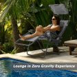 Folding Recliner Lounge Chair with Shade Canopy Cup Holder-Gray Online Hot Sale