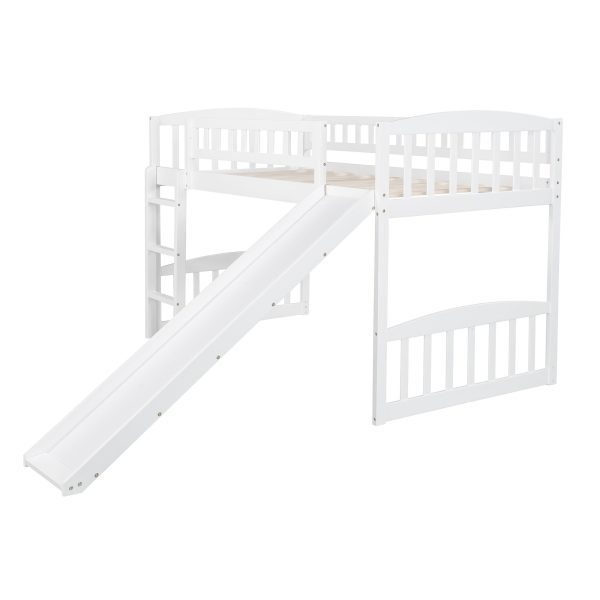 White Twin Traditional Manufactured Wood and Solid Wood Bunk Bed Online Hot Sale