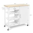 Kitchen Island Cart Rolling Serving Cart Wood Trolley-White For Cheap