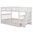 White Double Full Size Stairway Bunk Bed With Drawer For Sale