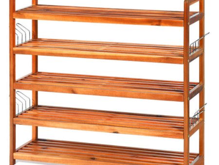 5-Tier Wood Large Shoe Rack Holds up 12-18 Pairs Online Hot Sale