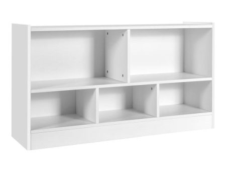 Kids 2-Shelf Bookcase 5-Cube Wood Toy Storage Cabinet Organizer-White For Cheap