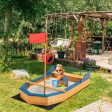 Kids  Pirate Boat Sandbox with Flag and Rudder Supply