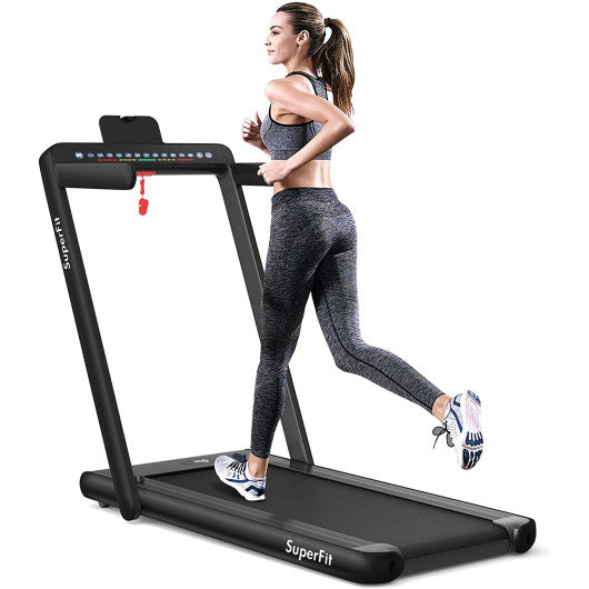 2-in-1 Electric Motorized Folding Treadmill with Dual Display-Black Discount