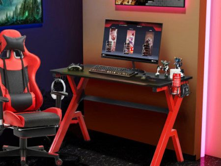 Ergonomic Gaming Desk with Carbon Fiber Surface and R-Shape Steel Frame Supply